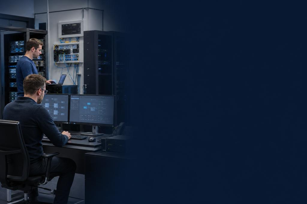 Illustratieve software- en cloudengineers die cloudplatform, broncode, release, runtime, database, datakopie, koppelingen en terugdraaiing samen voorbereiden