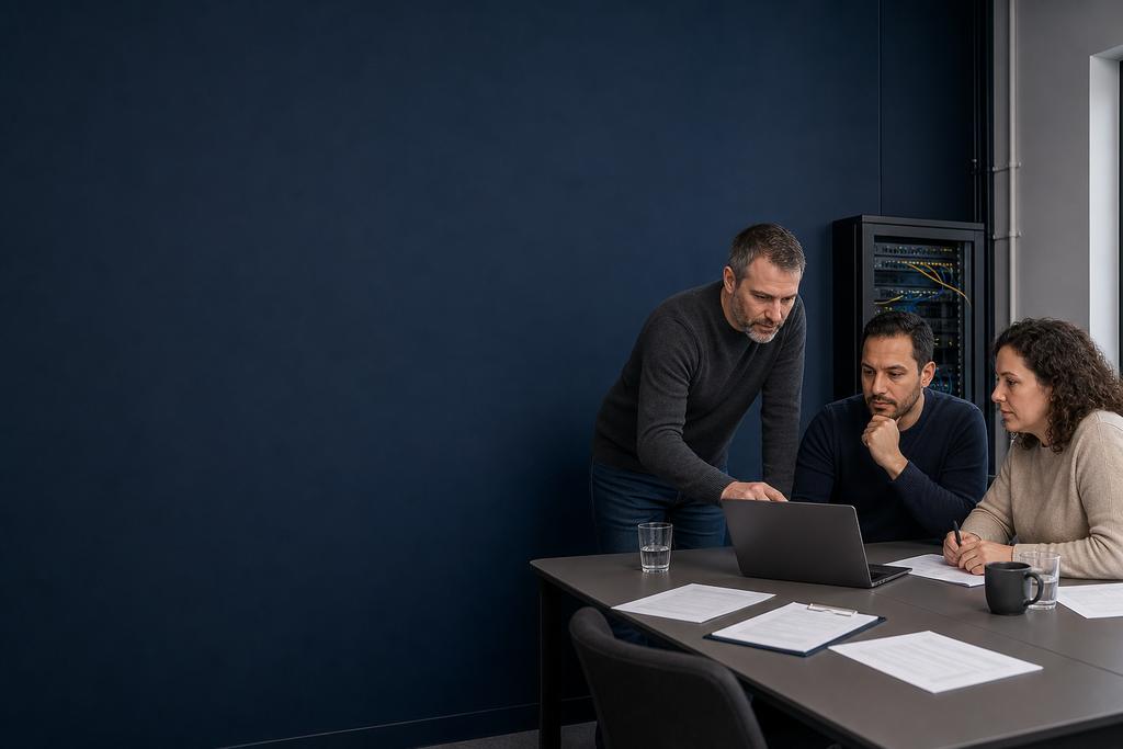 Illustratieve webengineer en producteigenaar die release, data, kleine verkeersgroep, login, API, database, klantactie, monitoring en rollback migreren