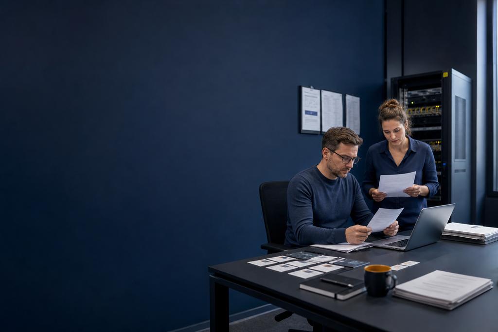 Illustratieve cloudengineer en contracteigenaar die providerinventaris, export, nieuwe dienst, datacontrole, licenties, facturatie, omschakeling en bronafsluiting voorbereiden