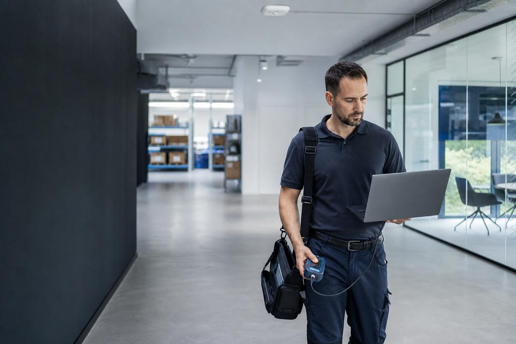 Illustratieve IT-specialist en beheerder bij controle van een herhaalbare IT-omgeving