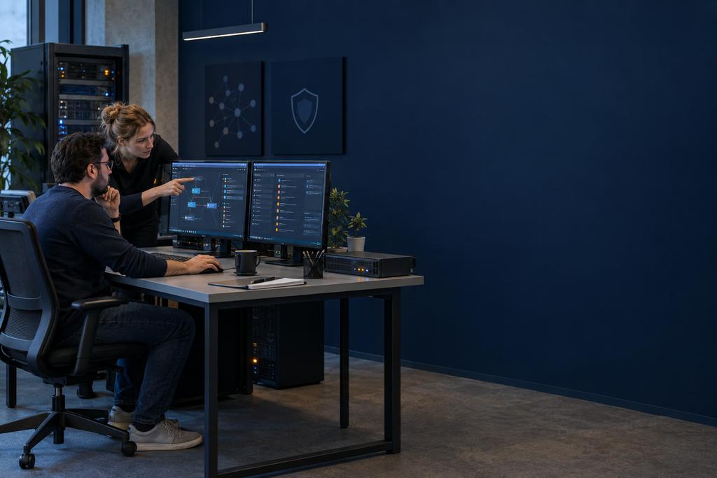 Illustratieve Microsoft Sentinel- en applicatie-engineers die applicatie-, database-, API- en wachtrij-events correleren