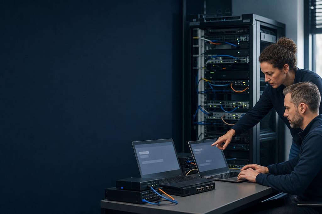 Illustratieve SD-WAN-specialisten die bij netwerknoodhulp één getroffen vestiging via een begrensd reservepad herstellen