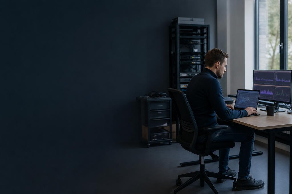 Illustratieve ICT-specialist die software die groei remt met een gecontroleerde loadtest en end-to-endtraces onderzoekt