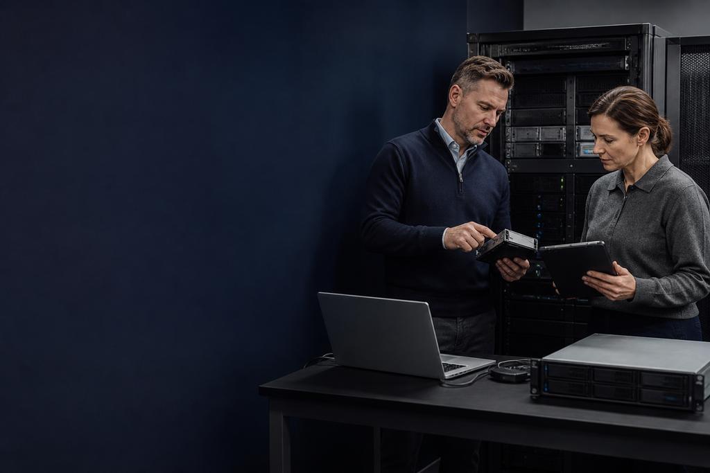 Illustratieve continuïteitsspecialist en serverauditor die back-updekking, herstelpunten, taakfouten, restorelogs en applicatieherstel toetsen