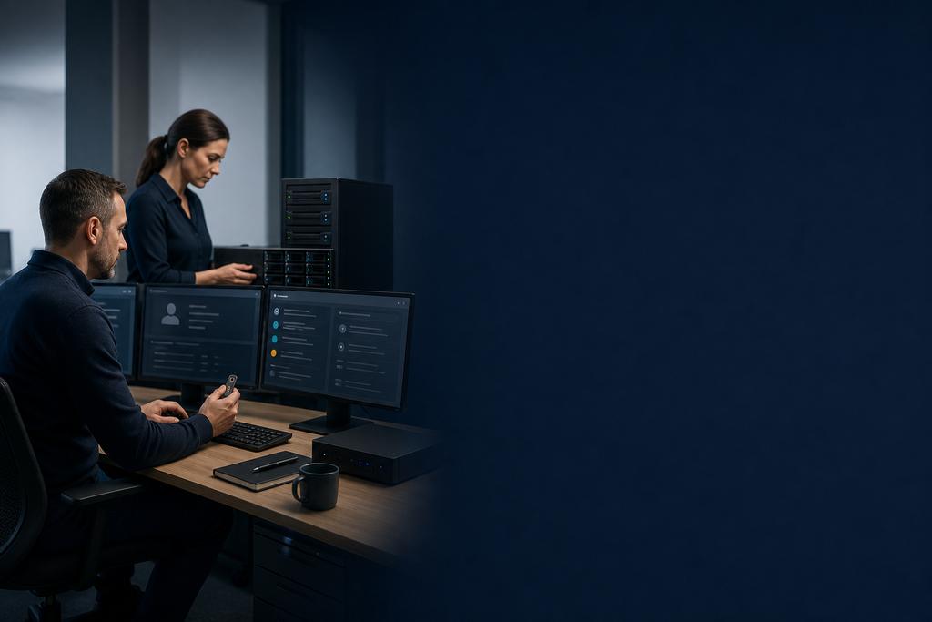 Illustratieve server- en dataspecialisten die adminidentities, security key, secrets, server- en storageprivileges en revocation testen