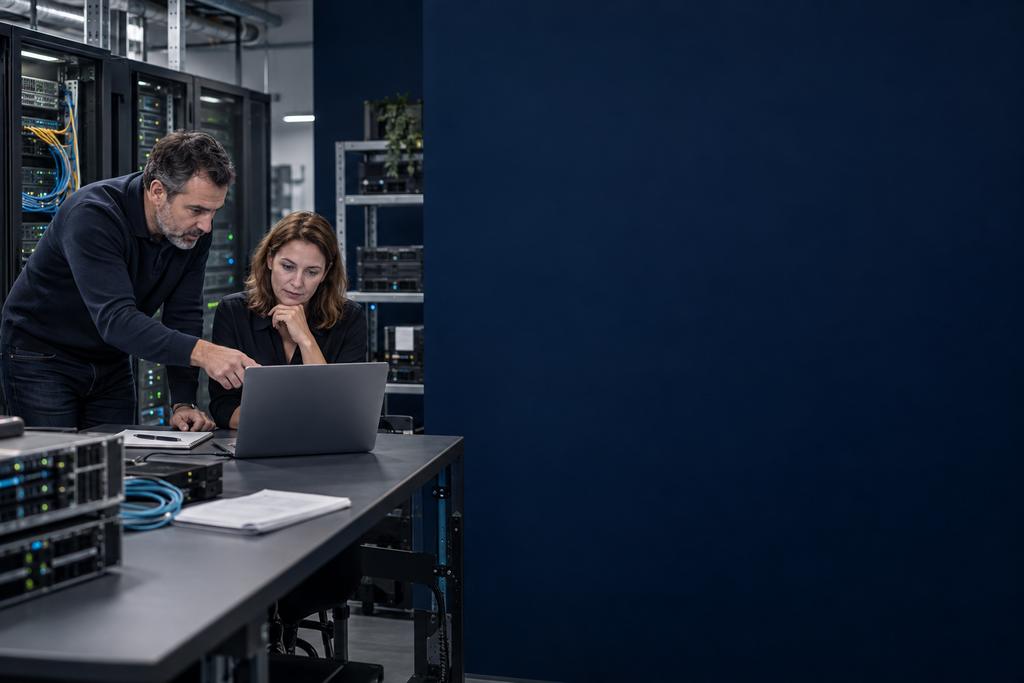 Illustratieve migratieengineer en applicatie-eigenaar die applicatie, database, bestanden, services, taken, koppelingen en terugval controleren
