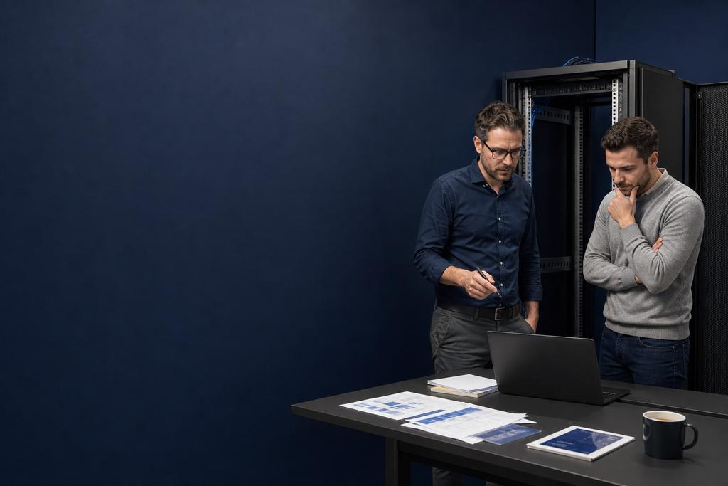 Illustratieve Windows Server-architect en service-eigenaar die rollen, capaciteit, beveiliging, back-up en oplevering ontwerpen
