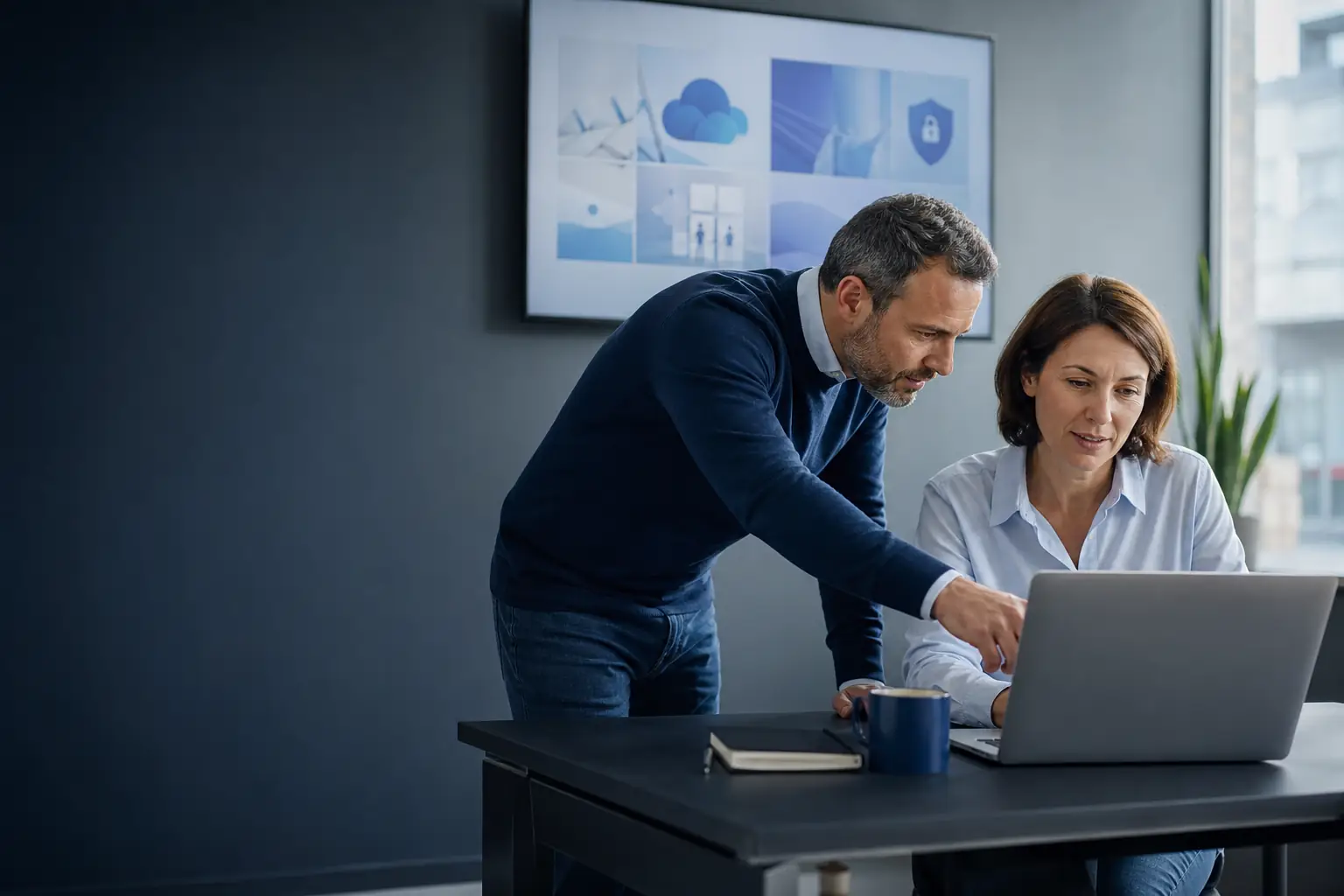 ICT-consultant helpt een medewerker met veilige cloud- en e-mailtoegang