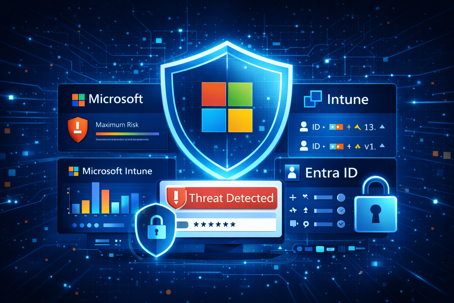 Microsoft security monitoring dashboard met alerts