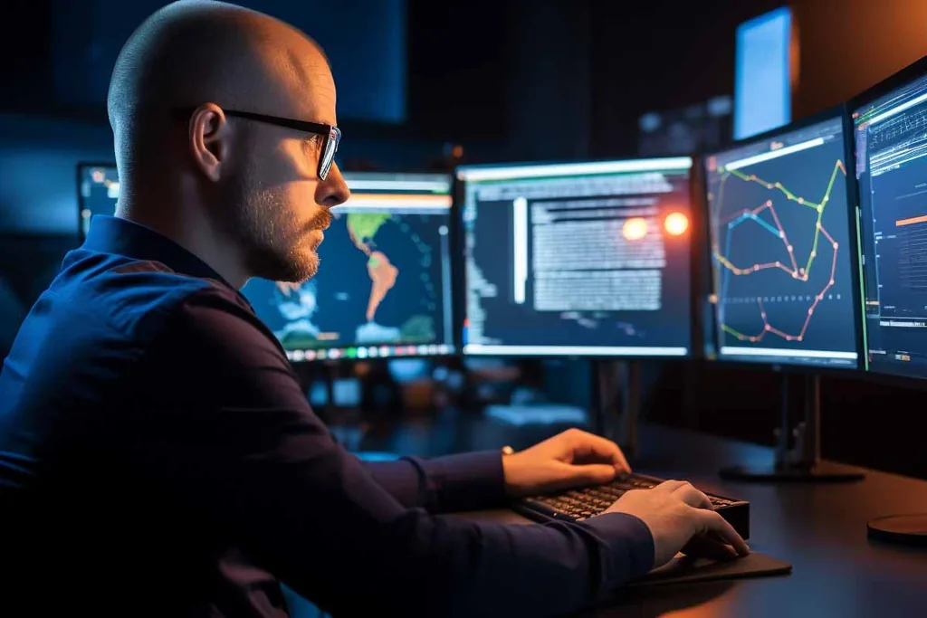 Security specialist analyseert afwijkend gedrag en risico’s